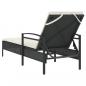 Preview: Sonnenliege mit Auflage Schwarz 63x200x81 cm Poly Rattan