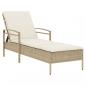 Preview: ARDEBO.de - Sonnenliege mit Auflage Beige 63x200x81 cm Poly Rattan