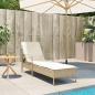 Preview: Sonnenliege mit Auflage Beige 63x200x81 cm Poly Rattan