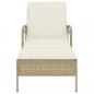 Preview: Sonnenliege mit Auflage Beige 63x200x81 cm Poly Rattan