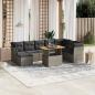 Preview: ARDEBO.de - 9-tlg. Garten-Sofagarnitur mit Kissen Grau Poly Rattan