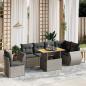 Preview: ARDEBO.de - 7-tlg. Garten-Sofagarnitur mit Kissen Grau Poly Rattan