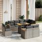 Preview: ARDEBO.de - 9-tlg. Garten-Sofagarnitur mit Kissen Grau Poly Rattan