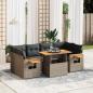 Preview: ARDEBO.de - 7-tlg. Garten-Sofagarnitur mit Kissen Grau Poly Rattan