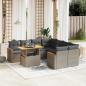 Preview: ARDEBO.de - 9-tlg. Garten-Sofagarnitur mit Kissen Grau Poly Rattan