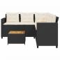 Preview: Gartensofa in L-Form mit Tisch und Kissen Schwarz Poly Rattan