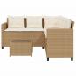 Preview: Gartensofa in L-Form mit Tisch und Kissen Beige Poly Rattan