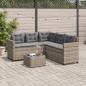 Preview: Gartensofa in L-Form mit Tisch und Kissen Grau Poly Rattan