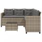 Preview: Gartensofa in L-Form mit Tisch und Kissen Grau Poly Rattan