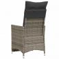 Preview: Gartensessel Verstellbar mit Kissen Grau Poly Rattan