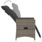 Preview: Gartensessel Verstellbar mit Kissen Grau Poly Rattan