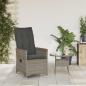 Preview: Gartensessel Verstellbar mit Kissen Grau Poly Rattan