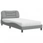 Preview: ARDEBO.de - Bett mit Matratze Hellgrau 100x200 cm Stoff