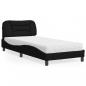 Preview: ARDEBO.de - Bett mit Matratze Schwarz 80x200 cm Stoff