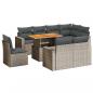 Preview: 9-tlg. Garten-Sofagarnitur mit Kissen Grau Poly Rattan