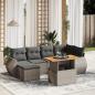 Preview: ARDEBO.de - 7-tlg. Garten-Sofagarnitur mit Kissen Grau Poly Rattan