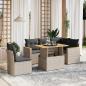 Preview: ARDEBO.de - 6-tlg. Garten-Sofagarnitur mit Kissen Grau Poly Rattan