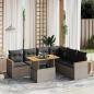 Preview: ARDEBO.de - 7-tlg. Garten-Sofagarnitur mit Kissen Grau Poly Rattan