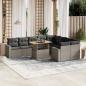 Preview: ARDEBO.de - 10-tlg. Garten-Sofagarnitur mit Kissen Grau Poly Rattan