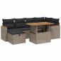 Preview: 7-tlg. Garten-Sofagarnitur mit Kissen Grau Poly Rattan