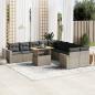 Preview: ARDEBO.de - 11-tlg. Garten-Sofagarnitur mit Kissen Grau Poly Rattan