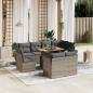 Preview: ARDEBO.de - 9-tlg. Garten-Sofagarnitur mit Kissen Grau Poly Rattan