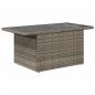 Preview: Gartentisch mit Glasplatte Grau 100x55x73 cm Poly Rattan