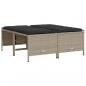 Preview: Gartenhocker mit Kissen 4 Stk. Hellgrau Poly Rattan