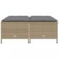 Preview: Gartenhocker mit Kissen 4 Stk. Beige Poly Rattan