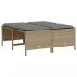 Preview: Gartenhocker mit Kissen 4 Stk. Beige Poly Rattan