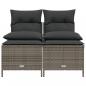 Preview: 4-tlg. Garten-Sofagarnitur mit Kissen Grau Poly Rattan