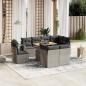 Preview: ARDEBO.de - 9-tlg. Garten-Sofagarnitur mit Kissen Grau Poly Rattan