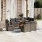 Preview: ARDEBO.de - 9-tlg. Garten-Sofagarnitur mit Kissen Grau Poly Rattan