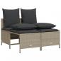 Preview: ARDEBO.de - 4-tlg. Garten-Sofagarnitur mit Kissen Hellgrau Poly Rattan