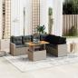 Preview: ARDEBO.de - 7-tlg. Garten-Sofagarnitur mit Kissen Grau Poly Rattan