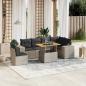 Preview: ARDEBO.de - 7-tlg. Garten-Sofagarnitur mit Kissen Grau Poly Rattan