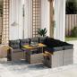 Preview: ARDEBO.de - 9-tlg. Garten-Sofagarnitur mit Kissen Grau Poly Rattan