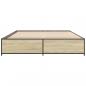 Preview: Bettgestell Sonoma-Eiche 135x190 cm Holzwerkstoff und Metall