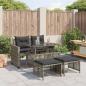 Preview: ARDEBO.de - 4-tlg. Garten-Sofagarnitur mit Kissen Grau Poly Rattan Glas