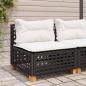 Preview: ARDEBO.de - Gartensofa ohne Armlehnen mit Kissen Schwarz Poly Rattan