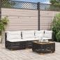 Preview: Gartensofa ohne Armlehnen mit Kissen Schwarz Poly Rattan