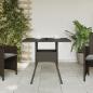 Preview: Gartentisch mit Glasplatte Braun 80x80x75 cm Poly Rattan