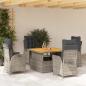 Preview: ARDEBO.de - 5-tlg. Garten-Essgruppe mit Kissen Grau Poly Rattan