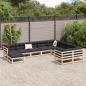 Preview: 10-tlg. Garten-Sofagarnitur mit Kissen Massivholz Kiefer