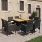 Preview: ARDEBO.de - 9-tlg. Garten-Essgruppe Poly Rattan und Massivholz Schwarz