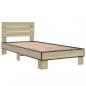 Preview: Bettgestell Sonoma-Eiche 90x200 cm Holzwerkstoff und Metall