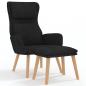 Preview: ARDEBO.de - Relaxsessel mit Hocker Schwarz Samt