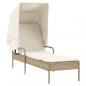 Preview: Sonnenliege mit Dach und Tisch Beige Poly Rattan