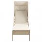 Preview: Sonnenliege mit Dach und Tisch Beige Poly Rattan