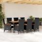 Preview: ARDEBO.de - 9-tlg. Garten-Essgruppe mit Kissen Schwarz Poly Rattan